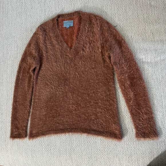 Evy’s Tree The Ruthie V Neck Faux Mohair Sweater Burnt Sienna Ladies Medium - Picture 6 of 7